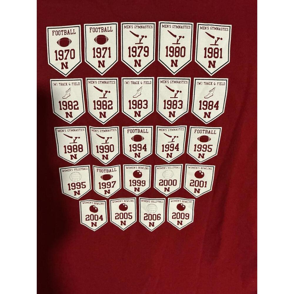 Nebraska 24 National‎ Championships T-SHIRT Vintage Size Xl Adidas -NEW